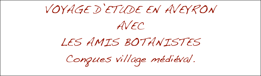 VOYAGE D’ETUDE EN AVEYRON
AVEC
LES AMIS BOTANISTES
Conques village médiéval.
